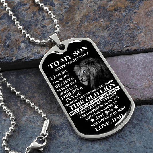 This Old Lion (Love Dad) - Son Military Necklace