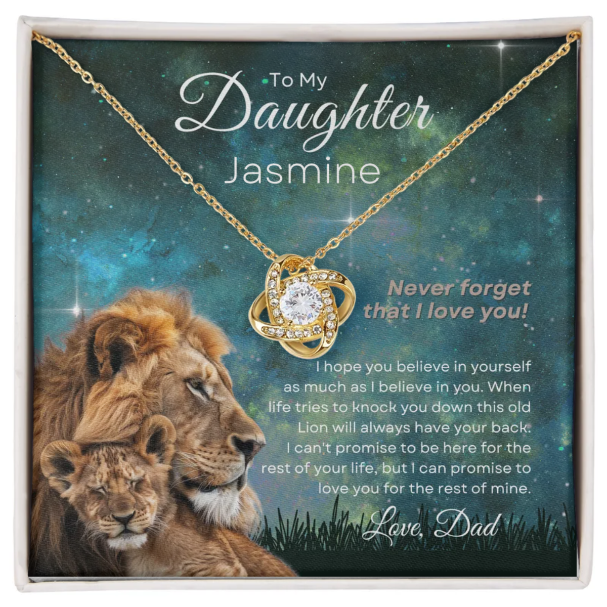 Daughter's Old Lioness/Lion (Name Personalized) - Necklace