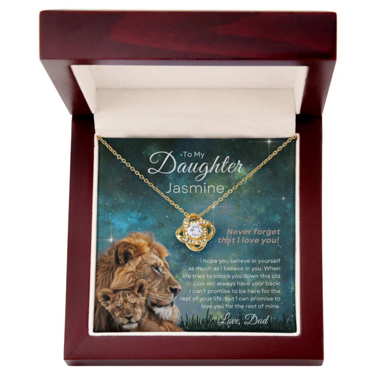 Daughter's Old Lioness/Lion (Name Personalized) - Necklace